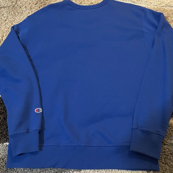 Champion Men’s Blue Vertical Spellout Crewneck Pullover L/S Sweatshirt/L-EUC - Picture 6 of 14